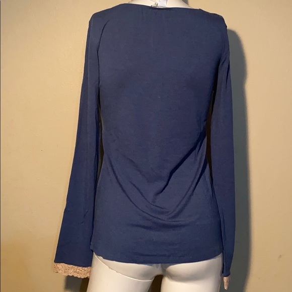 NWT eberjey T536L denim tea long sleeve v neck tee - Picture 5 of 8